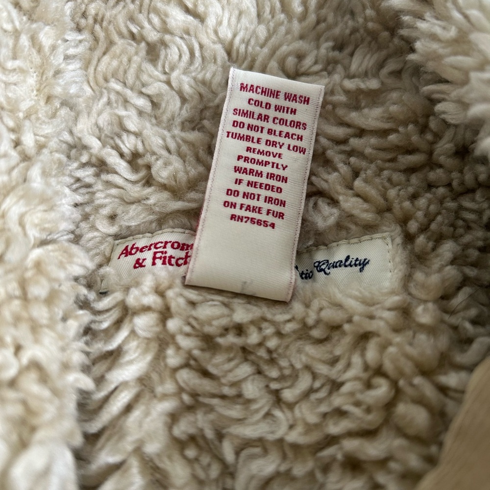 Y2K ABERCROMBIE & FITCH Shearling Corduroy Tan Jacket Size M FULL ZIP - Picture 7 of 12